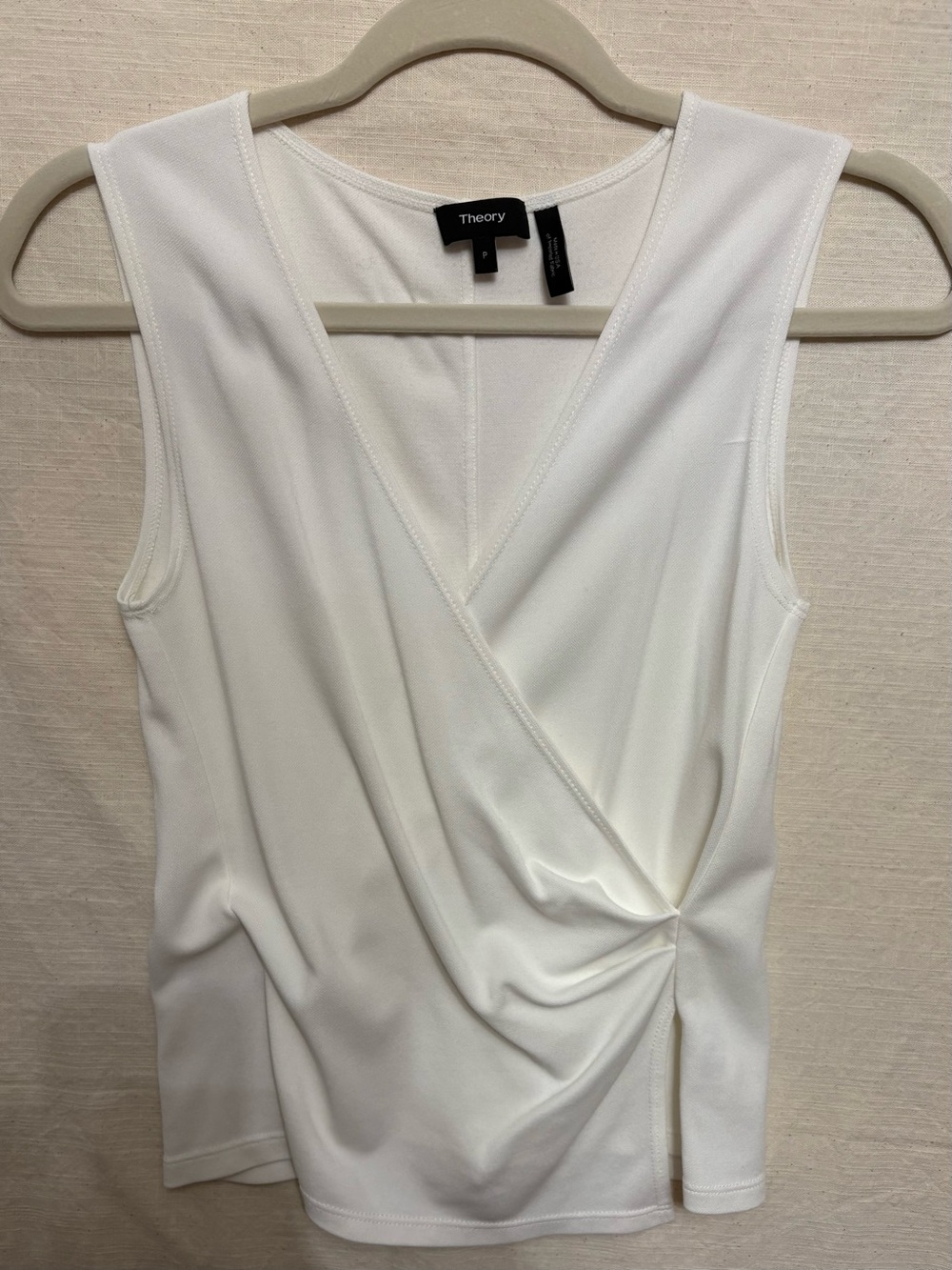 Theory white faux wrap sleeveless top size P - US XS
